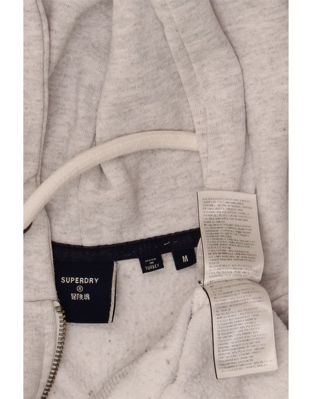 Maglione con cappuccio e zip grafica da uomo Superdry in cotone grigio medio