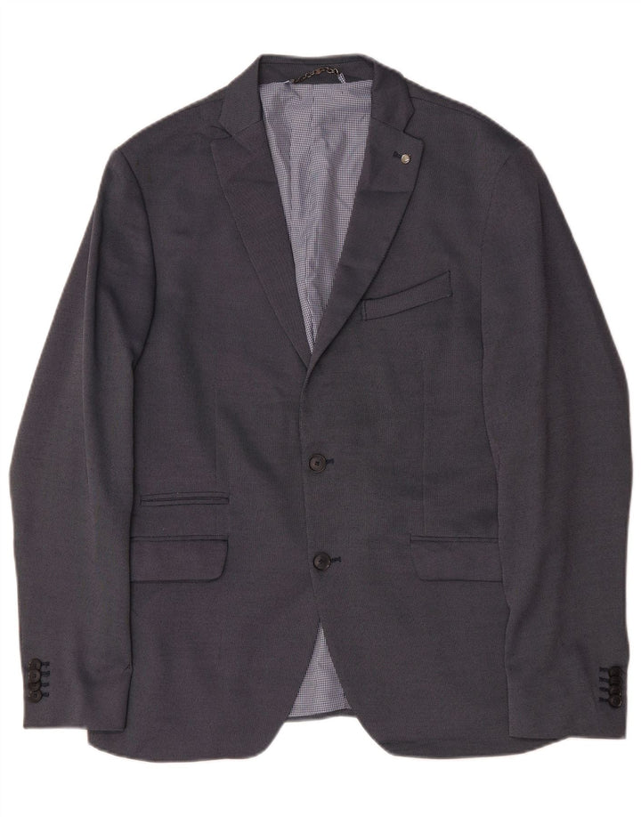 Giacca blazer da uomo a 2 bottoni Zara EU 54 XL poliestere blu navy