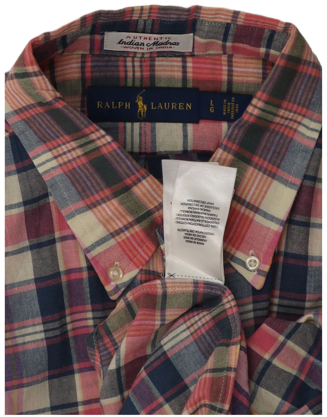 Camicia a maniche corte da uomo Ralph Lauren grande cotone a quadri multicolore