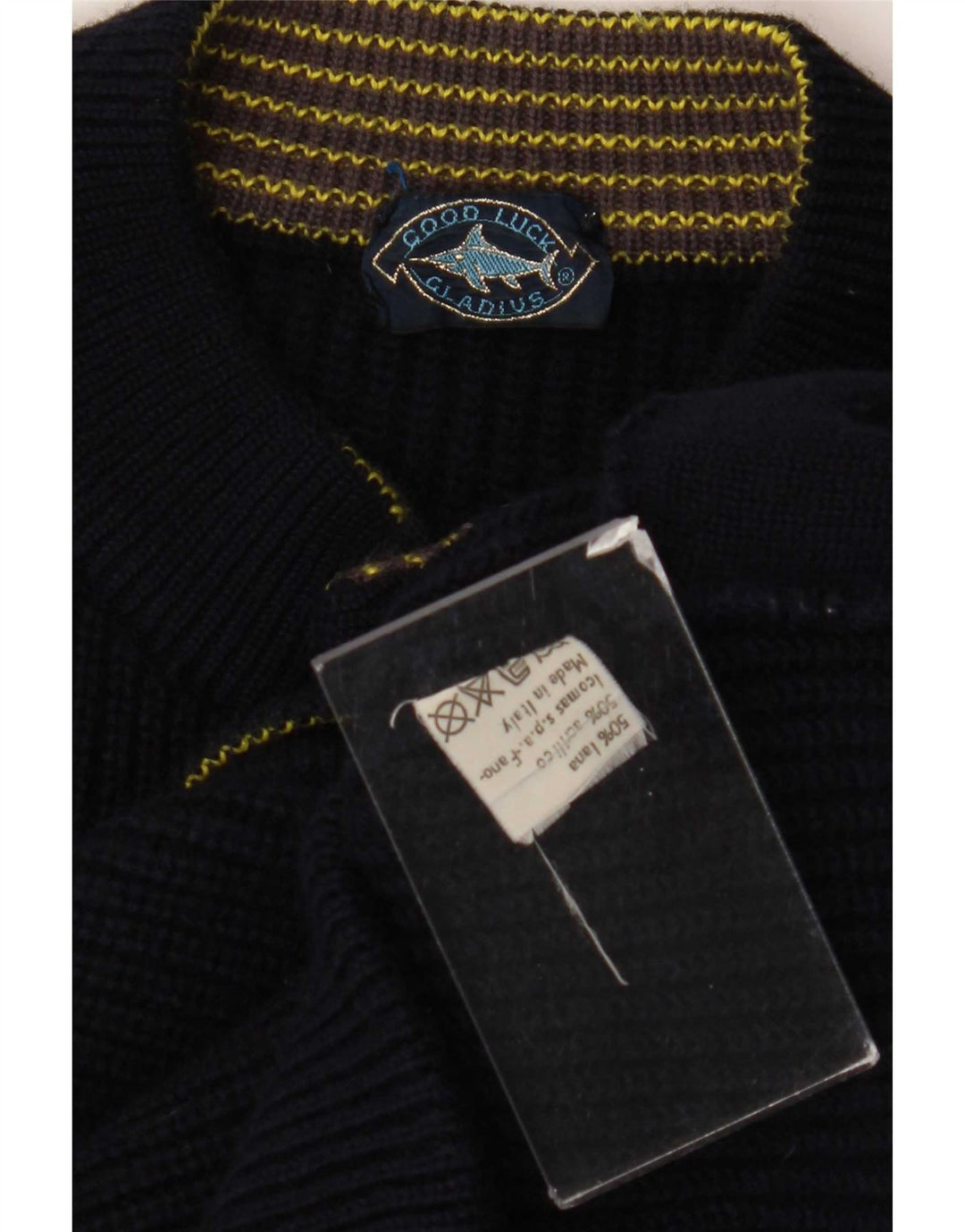 Maglione cardigan da uomo Good Luck in lana blu navy media