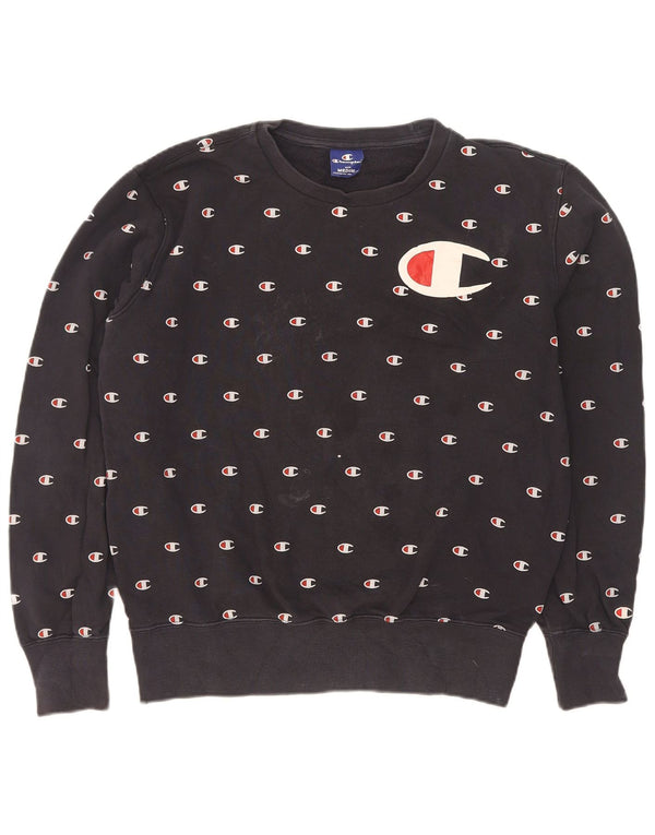 Felpa con grafica da donna Champion, maglione UK 14, cotone blu navy medio