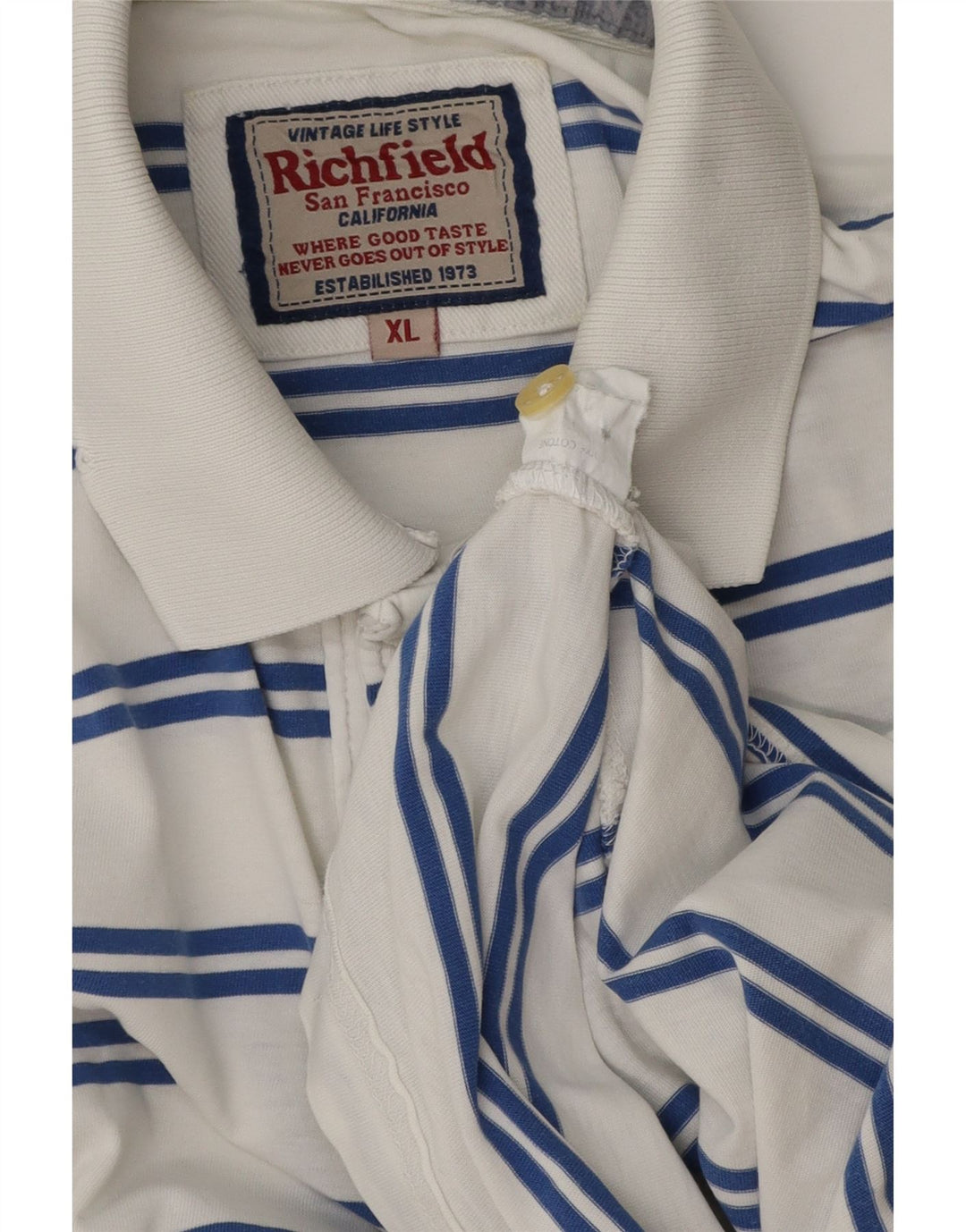 Polo da uomo Richfield XL in cotone a righe bianche