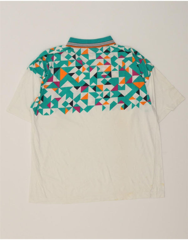 Lotto Mens Polo Shirt Large White Geometric