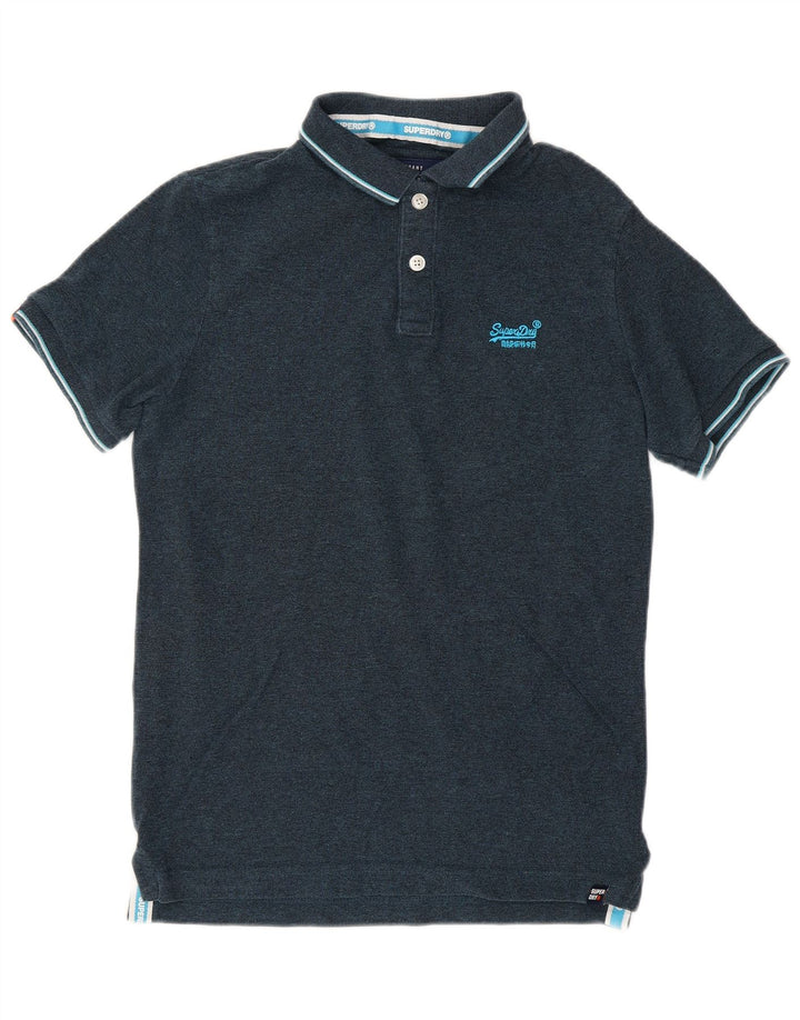 Polo da uomo SUPERDRY in cotone blu navy medio