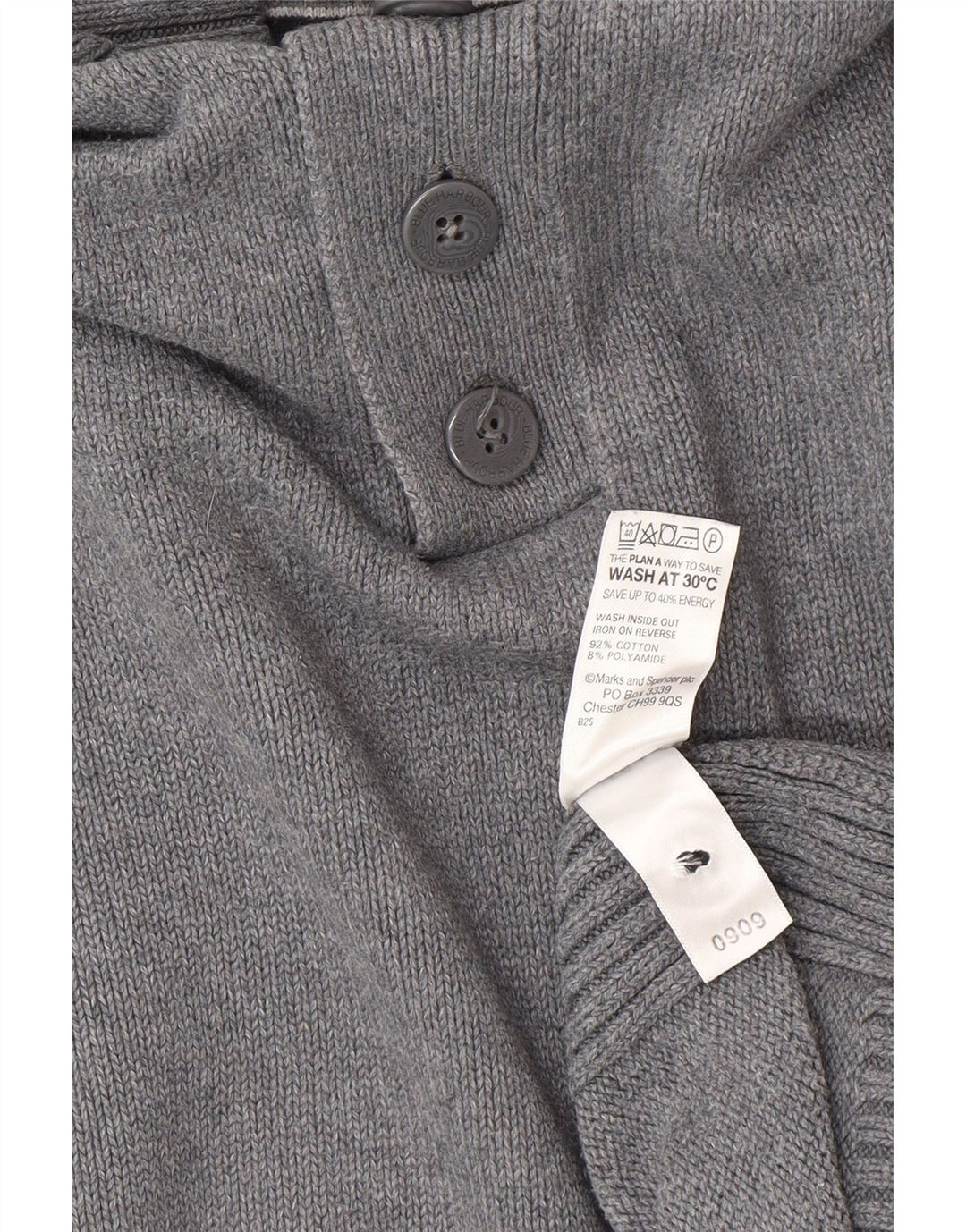 Maglione da uomo Marks & Spencer con collo a bottoni blu Harbour 2XL Grigio