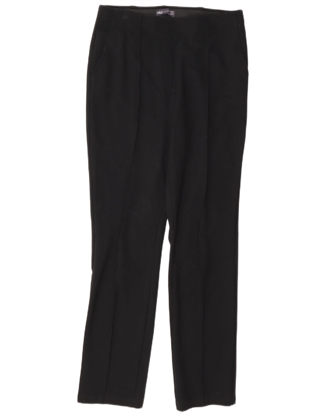 Pantaloni da abito dritti da donna Marks & Spencer UK 12 medi W32 L30 neri