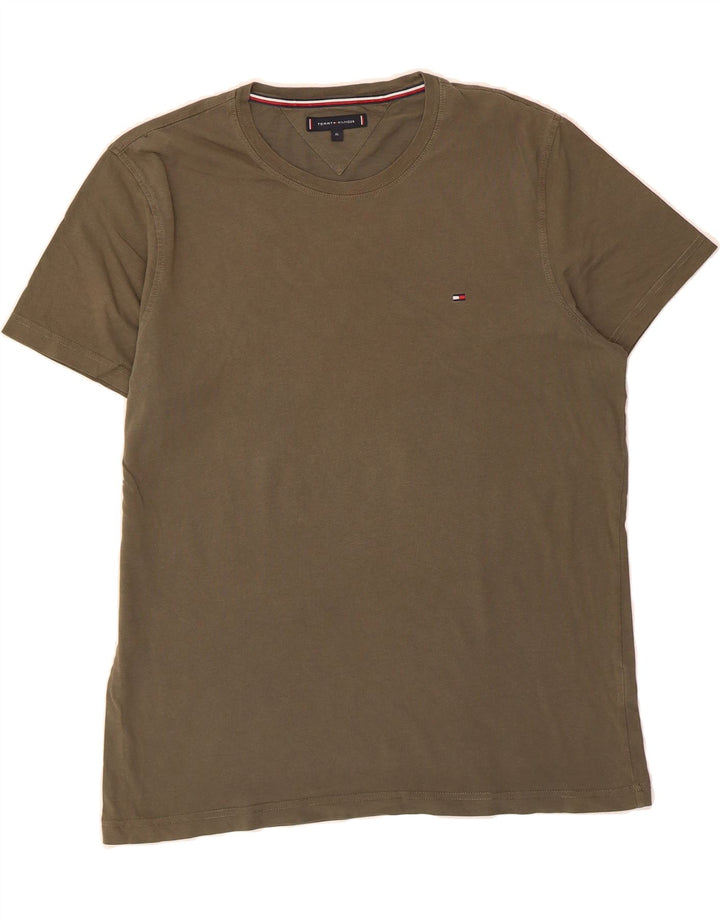 TOMMY HILFIGER Mens T-Shirt Top XL Khaki Vintage Tommy Hilfiger and Second-Hand Tommy Hilfiger from Messina Hembry 
