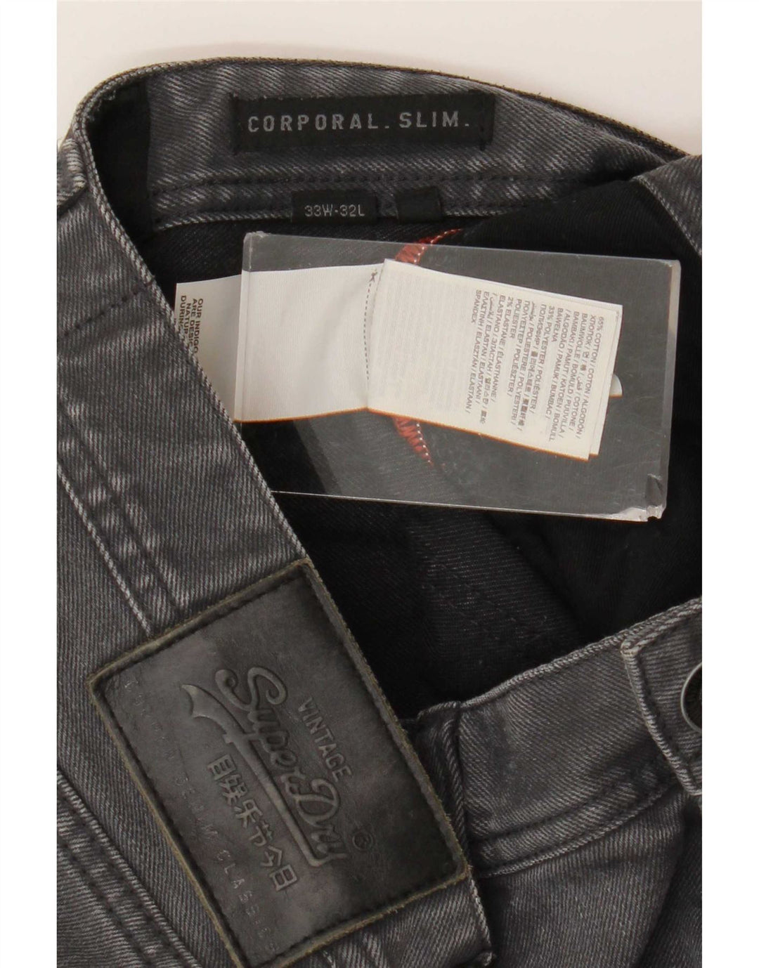Jeans uomo corporal slim Superdry W33 L32 cotone grigio
