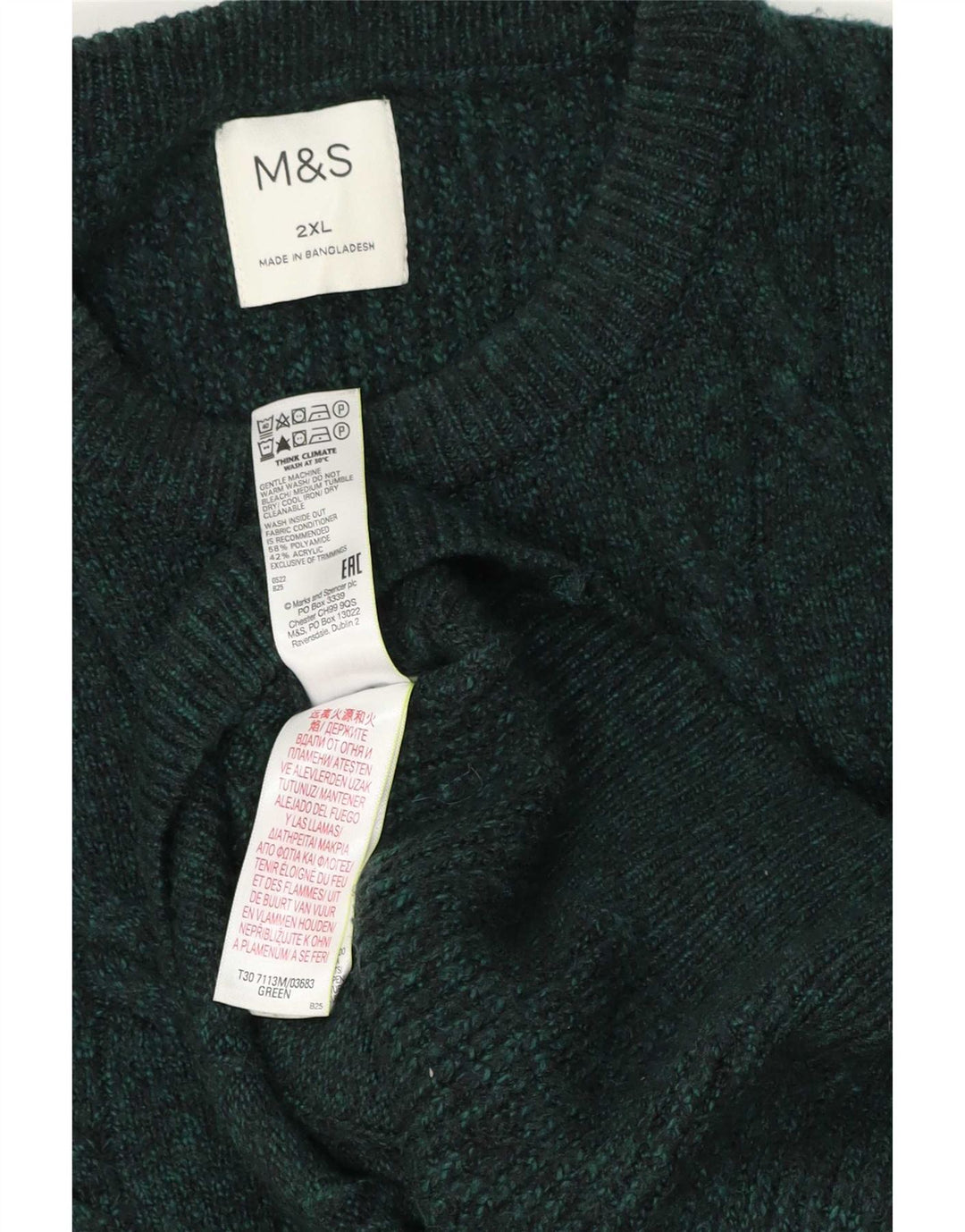 Maglione maglione girocollo da uomo Marks & Spencer 2XL verde poliammide