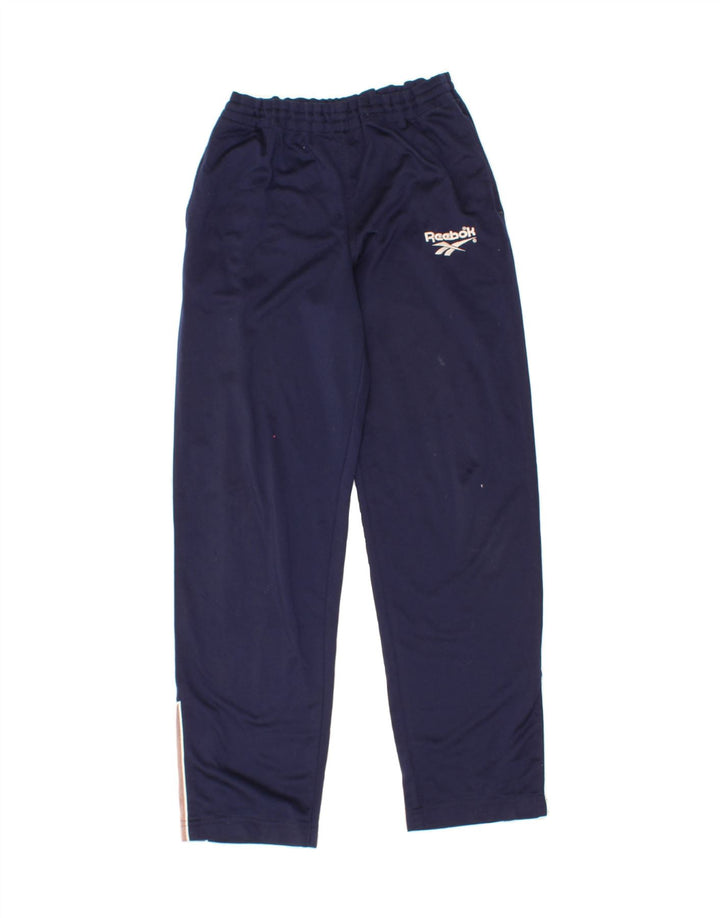 REEBOK Mens Graphic Tracksuit Trousers Medium  Navy Blue Polyester Vintage Reebok and Second-Hand Reebok from Messina Hembry 