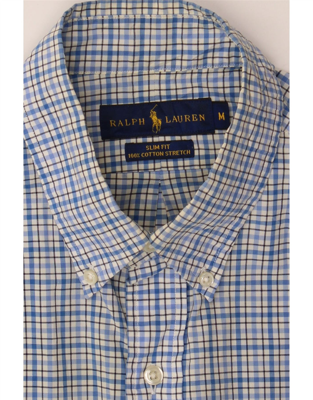 RALPH LAUREN Camicia slim fit da uomo in cotone a quadri blu medio