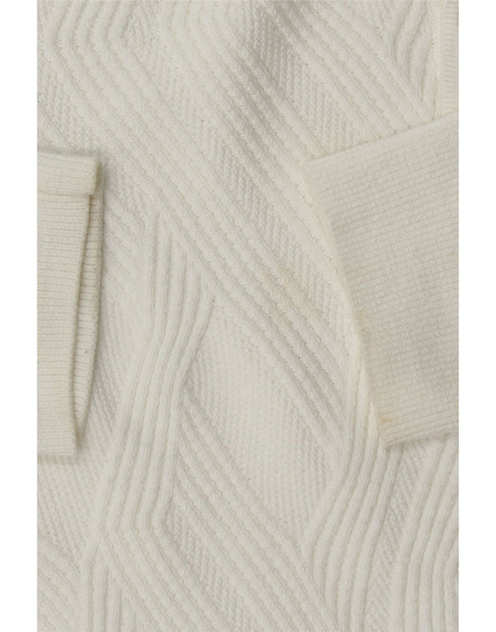 Maglione da uomo con collo a polo autografato Marks & Spencer, grande cotone bianco