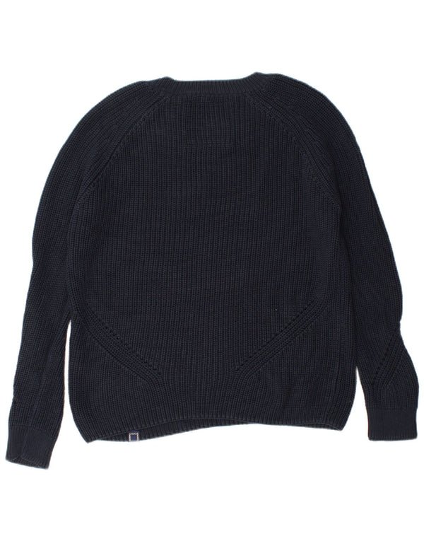 Superdry Womens Boat Neck Jumper Sweater UK 10 Small Navy Blue Floral