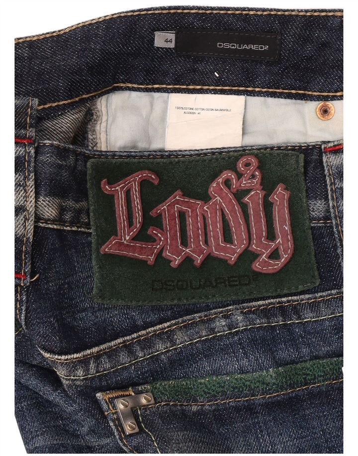 Jeans Dsquared2 da donna super bassi dritti IT 44 medio W32 L35 blu maculato