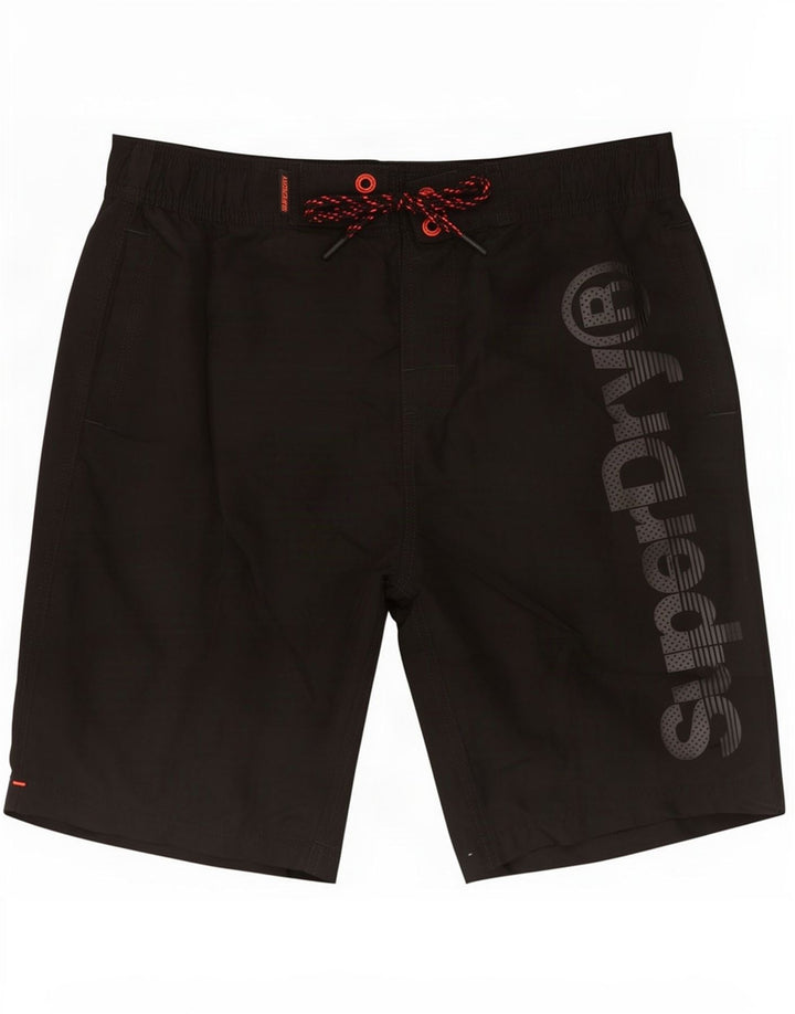 Pantaloncini da bagno grafici da uomo Superdry piccoli in poliestere nero