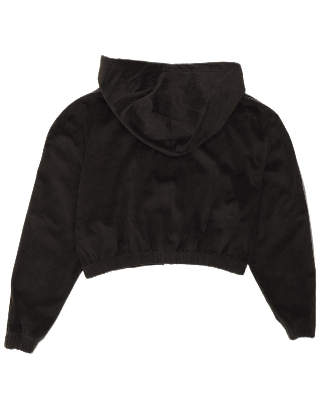 Maglione con cappuccio e zip oversize corto da donna Adidas UK 10 piccolo poliestere nero