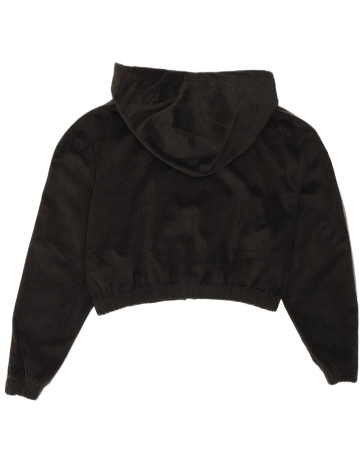 Maglione con cappuccio e zip oversize corto da donna Adidas UK 10 piccolo poliestere nero
