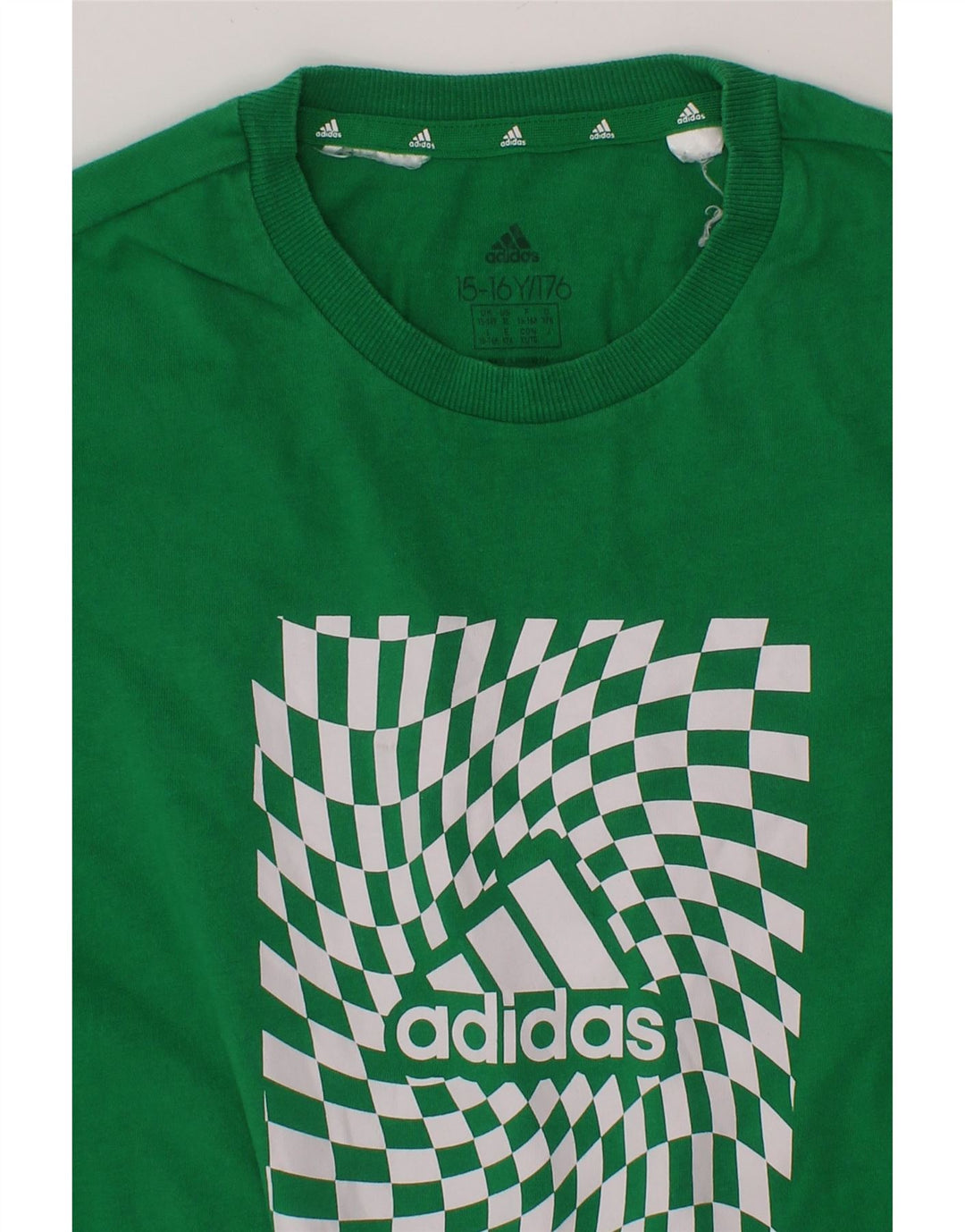 ADIDAS Boys Graphic T-Shirt Top 15-16 Years Green Vintage Adidas and Second-Hand Adidas from Messina Hembry 