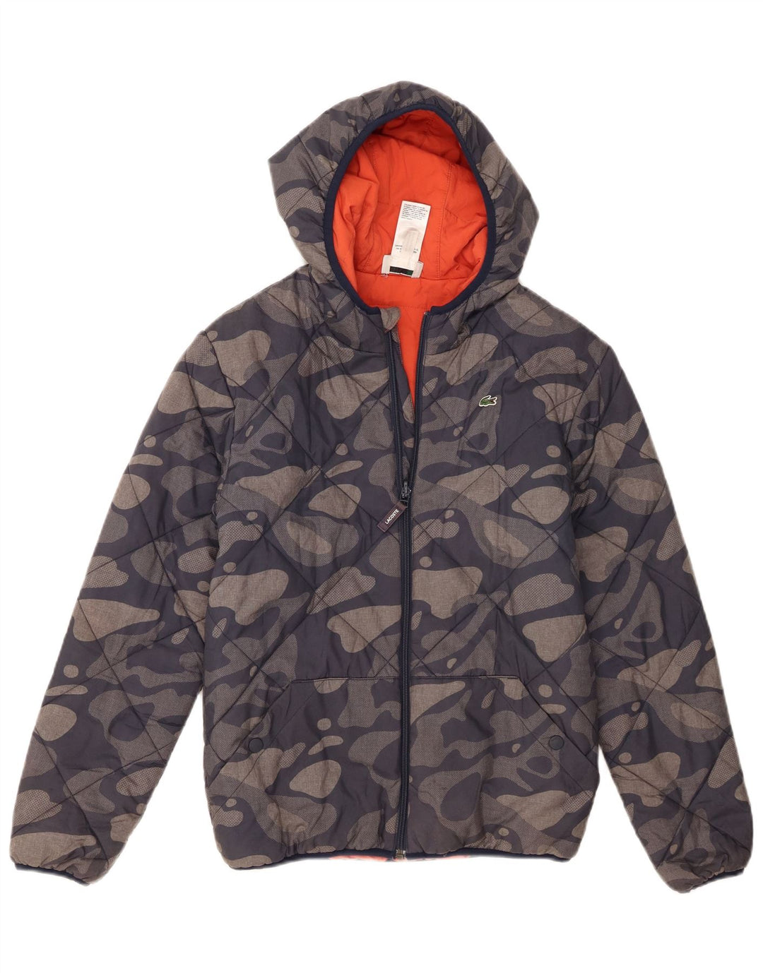 Giacca Imbottita con Cappuccio da Ragazzo Lacoste 13-14 Anni Blu Navy Camouflage