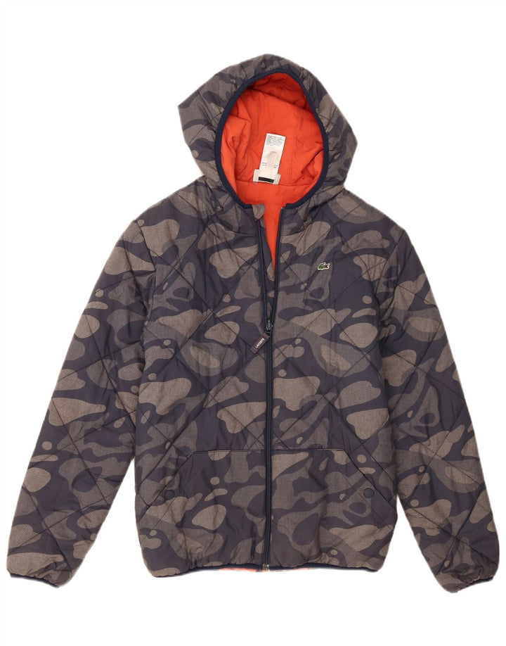 Giacca Imbottita con Cappuccio da Ragazzo Lacoste 13-14 Anni Blu Navy Camouflage