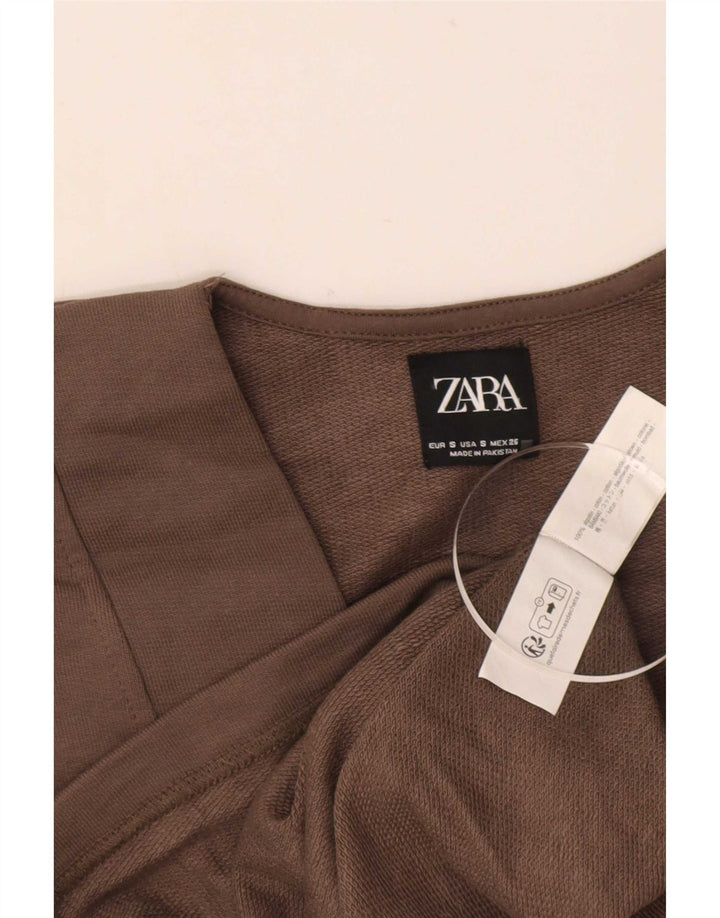 Canotta oversize da donna Zara UK 10 piccola in cotone marrone