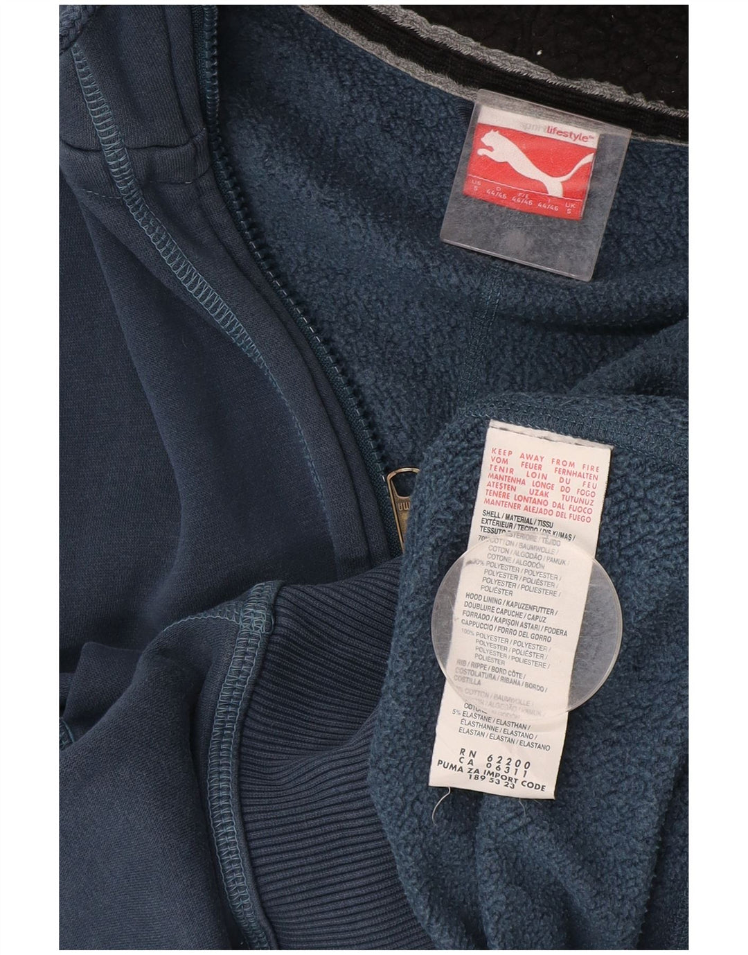 Maglione con cappuccio e zip da uomo Puma piccolo in cotone blu