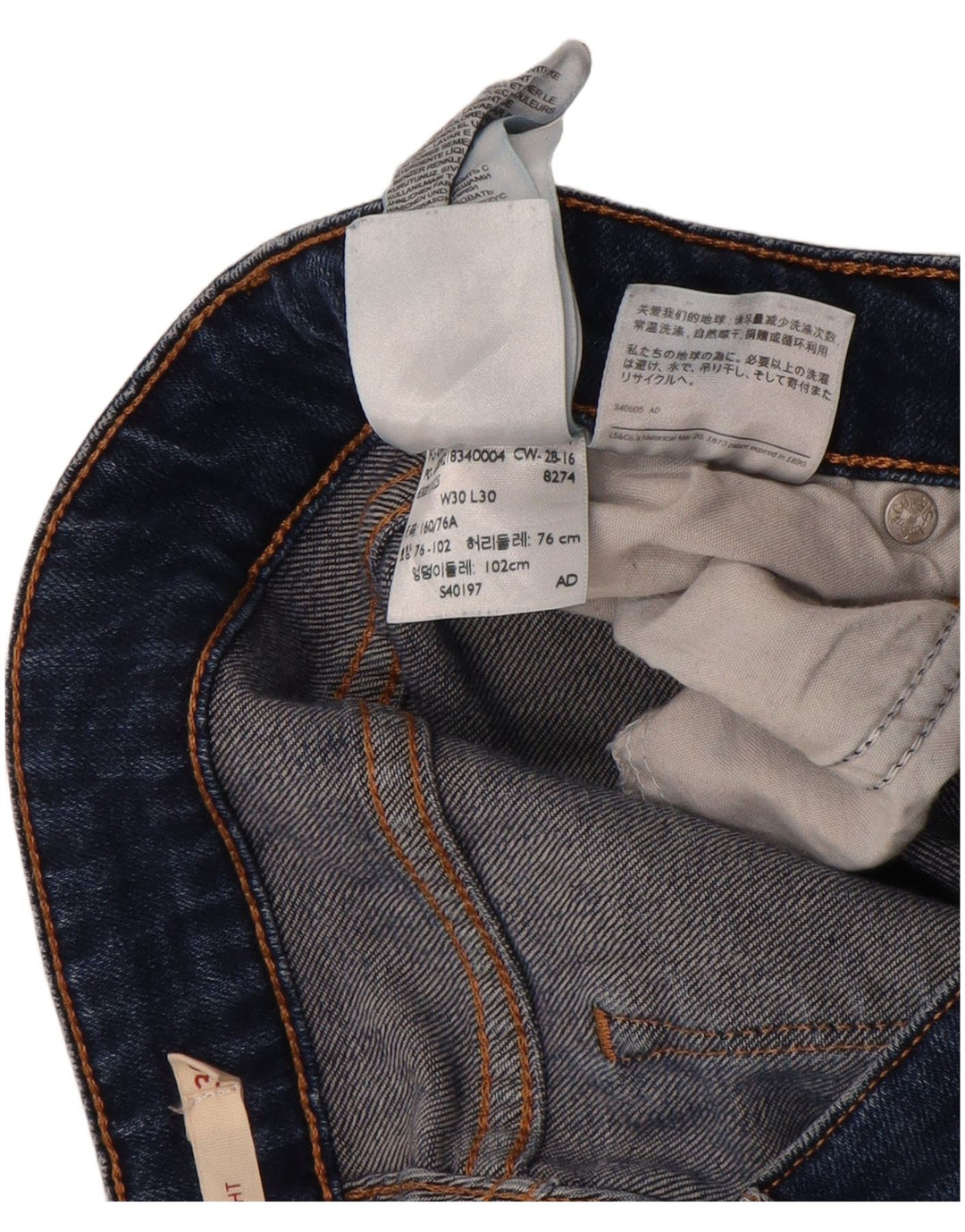 Jeans dritti Levi's 714 da donna W30 L30 in cotone blu