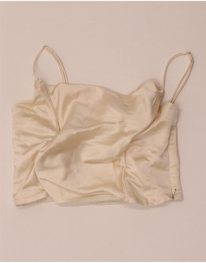 Canotta corta da donna Zara UK 14 grande bianco sporco