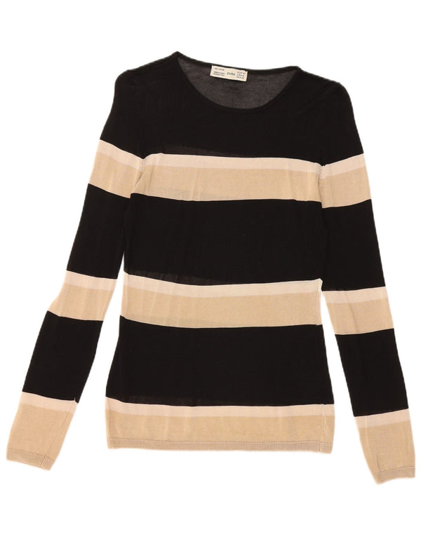 Maglione Zara da donna con scollo a barchetta UK 12 medio a righe nere