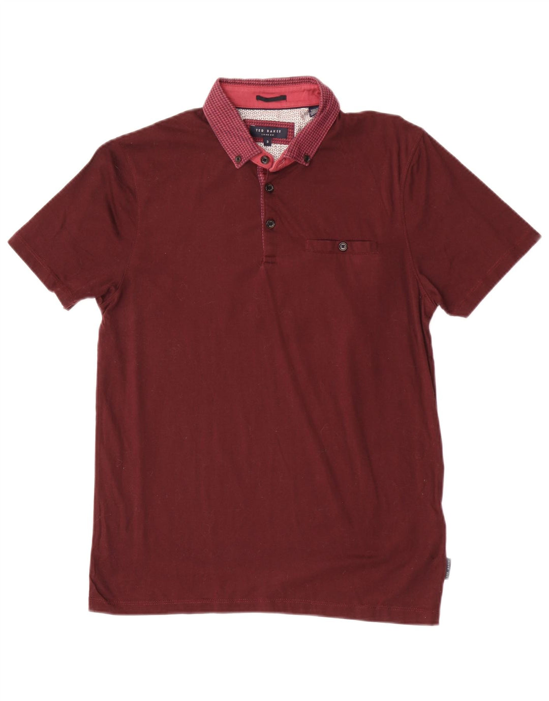 Polo da uomo Ted Baker taglia 3, cotone geometrico marrone medio medio