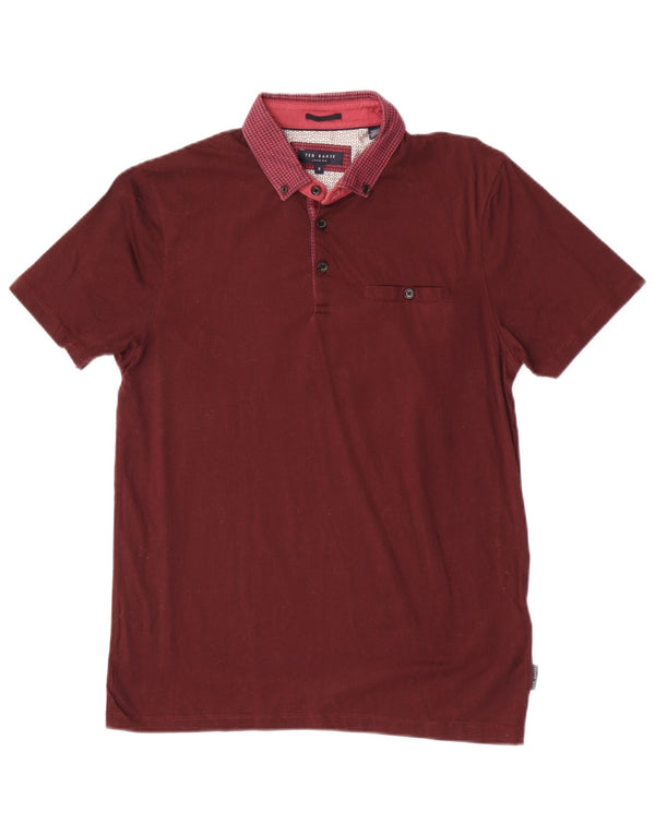 Polo da uomo Ted Baker taglia 3, cotone geometrico marrone medio medio