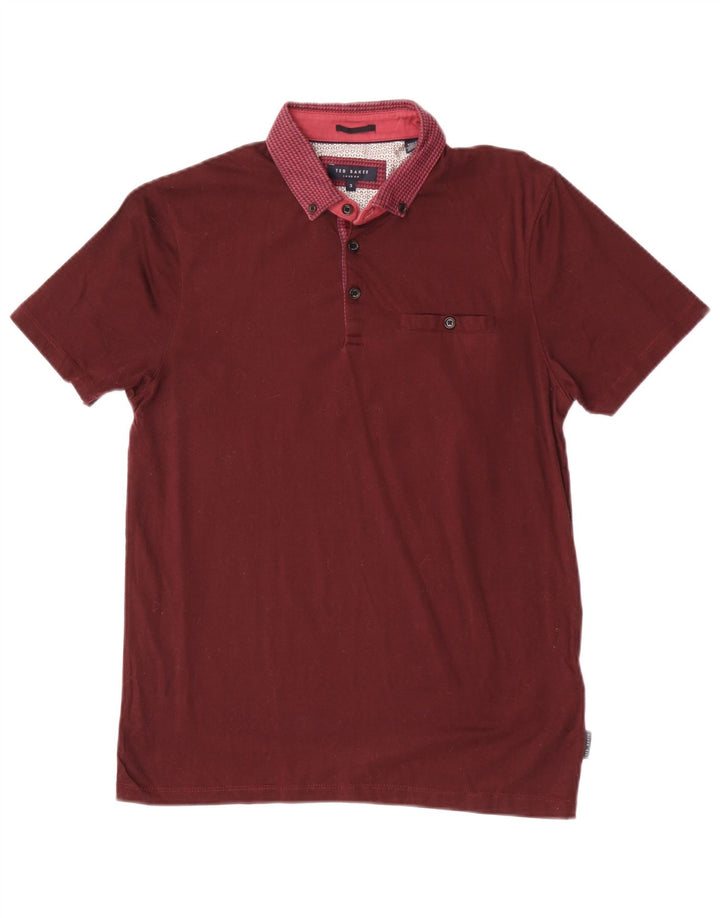 Polo da uomo Ted Baker taglia 3, cotone geometrico marrone medio medio