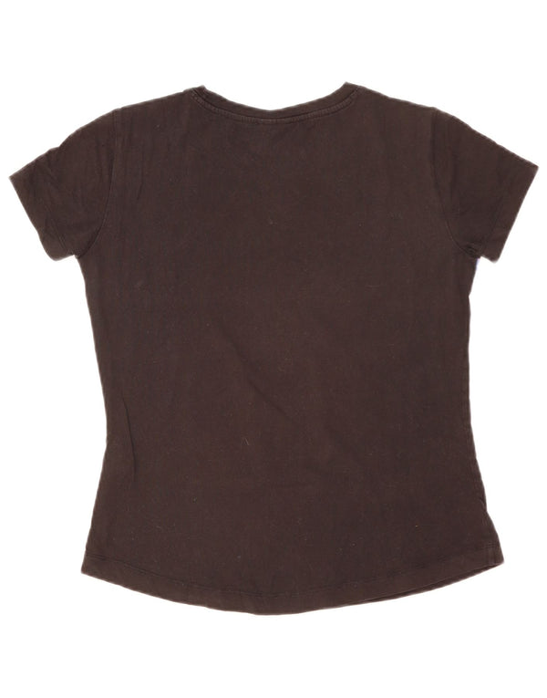 T-shirt grafica da donna Champion Top UK 16 Large Nero Colourblock Cotton