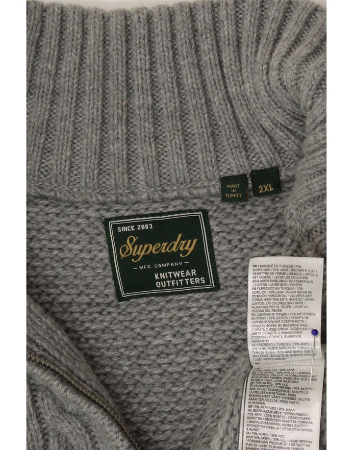 Maglione da uomo con collo con zip Superdry 2XL acrilico grigio
