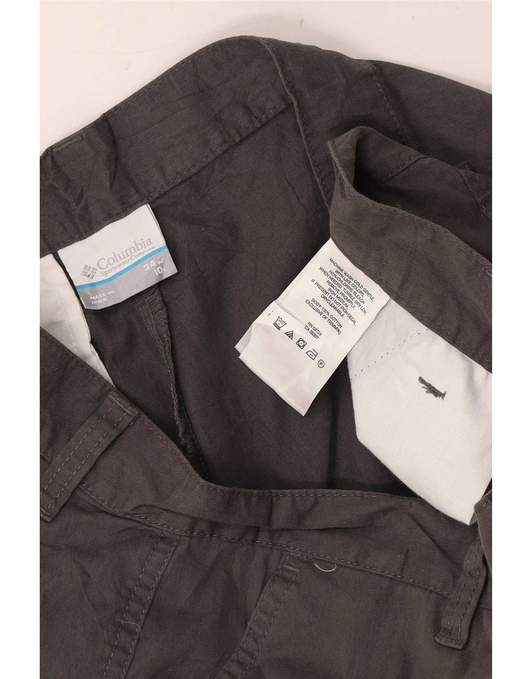 Pantaloncini chino regolari da uomo Columbia W34 grandi cotone grigio