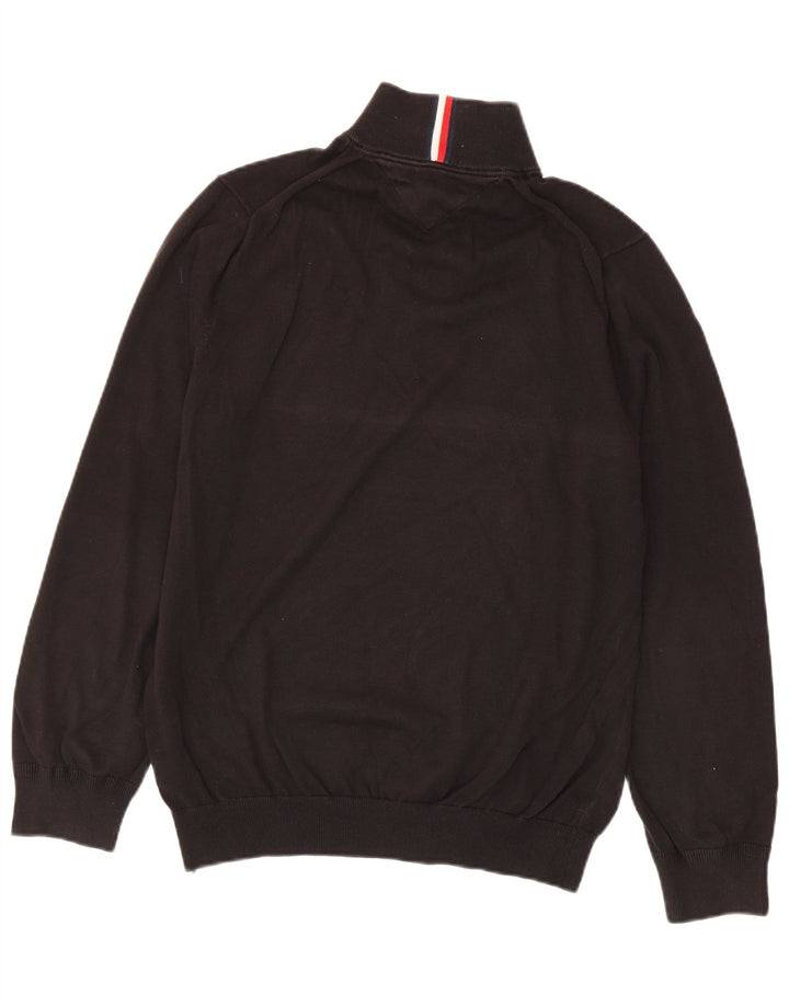 Maglione maglione da uomo con zip e collo Tommy Hilfiger grande cotone nero