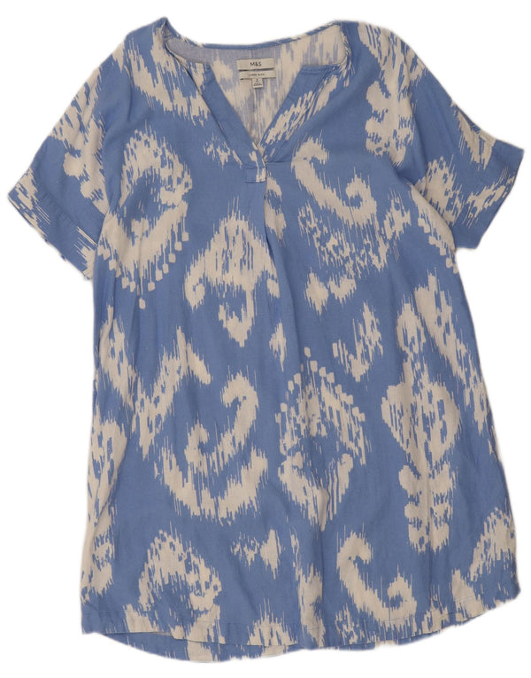 Abito da tenda da donna Marks & Spencer UK 16 Lino geometrico blu grande