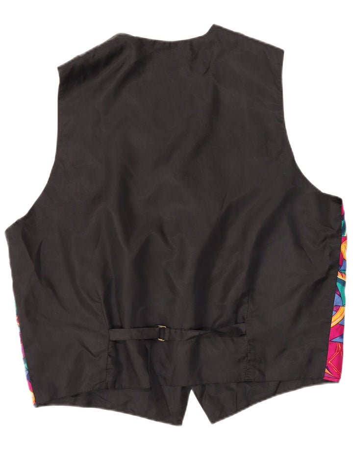 Gilet Uomo VINTAGE Grande In Seta Patchwork Multicolore