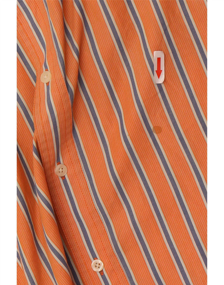 Chaps Camicia a maniche corte da uomo in cotone a righe larghe arancioni