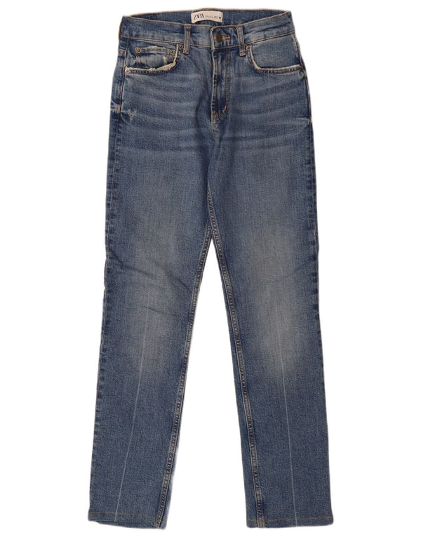 Jeans dritti da donna Zara EU 34 2XS W24 L29 Cotone blu