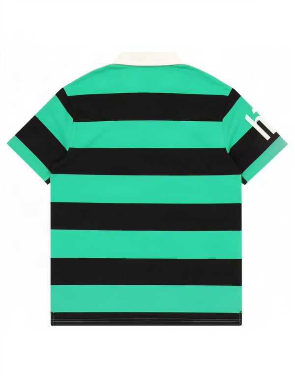 Polo da rugby grafica da uomo Nike UK 42/44 cotone a righe verdi grandi