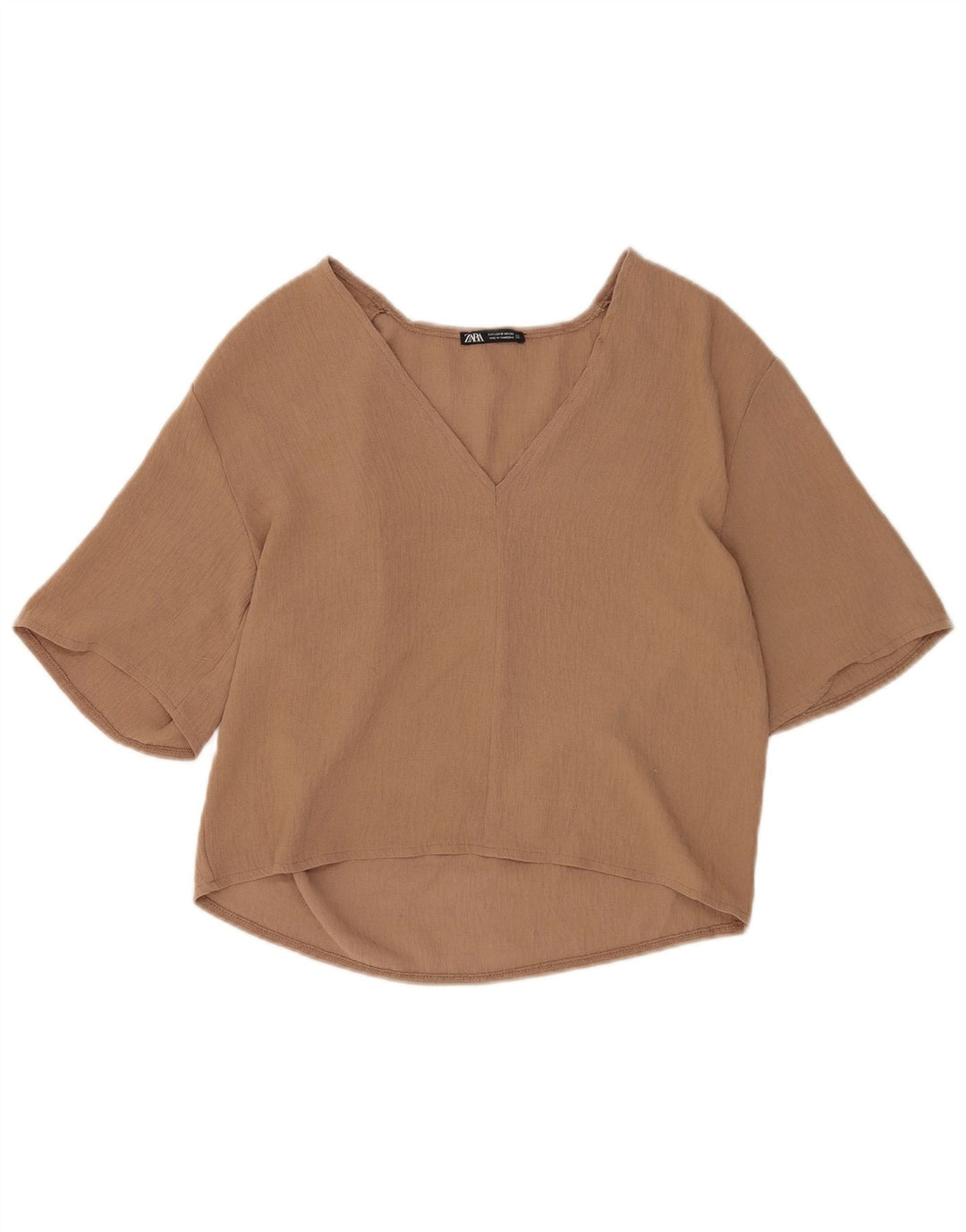 Top Zara da donna con maniche a 1/2 maniche UK 10 Small Marrone