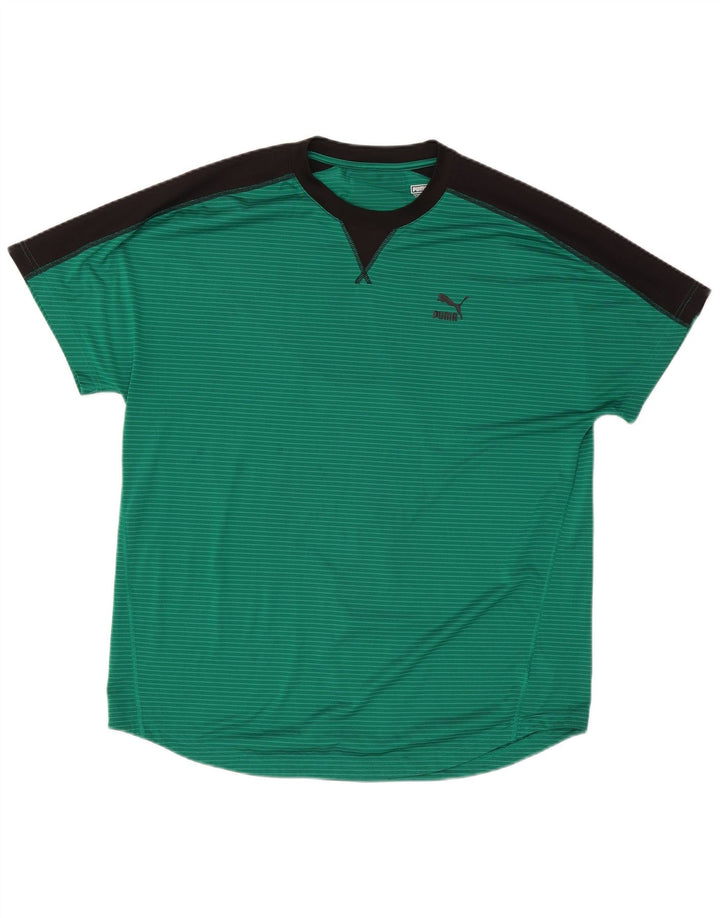 T-shirt grafica da uomo Puma Top XL poliestere color block verde