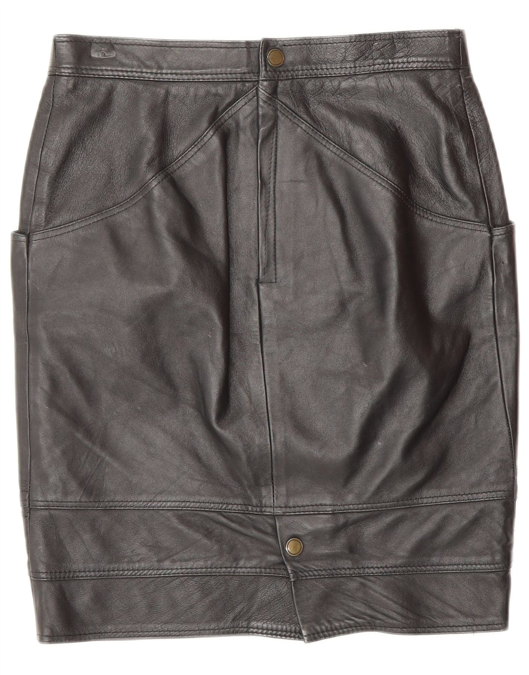 Gonna in pelle da donna VINTAGE IT 44 media W28 in pelle nera