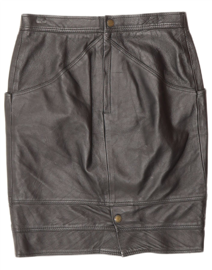 Gonna in pelle da donna VINTAGE IT 44 media W28 in pelle nera