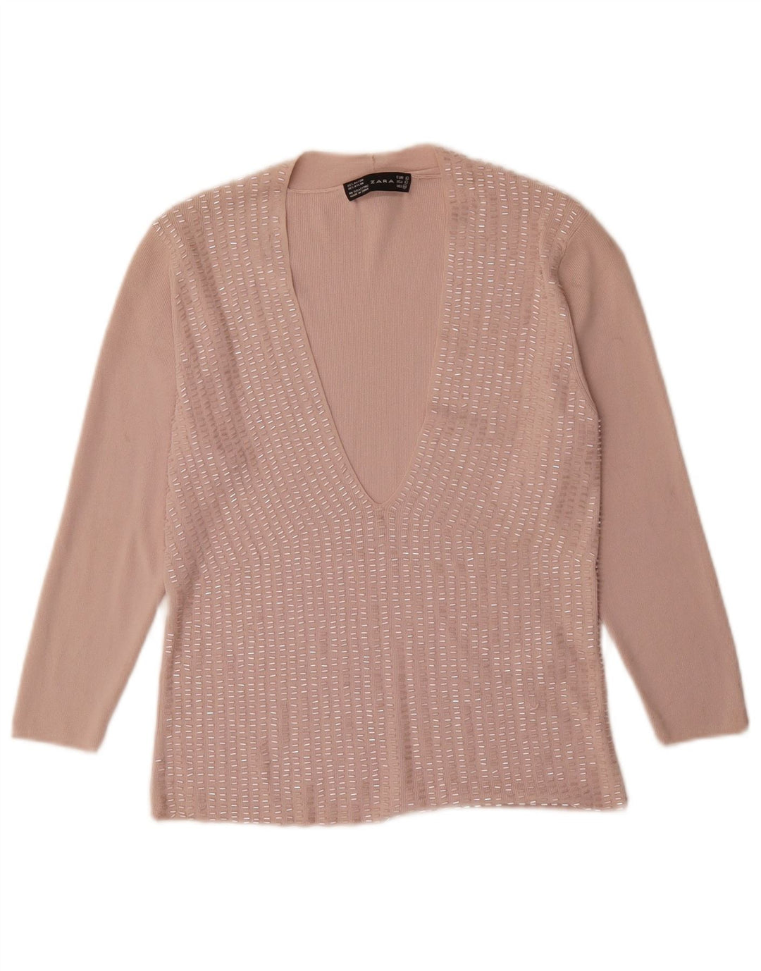 Camicetta da donna Zara Top UK 14 Large Rayon rosa