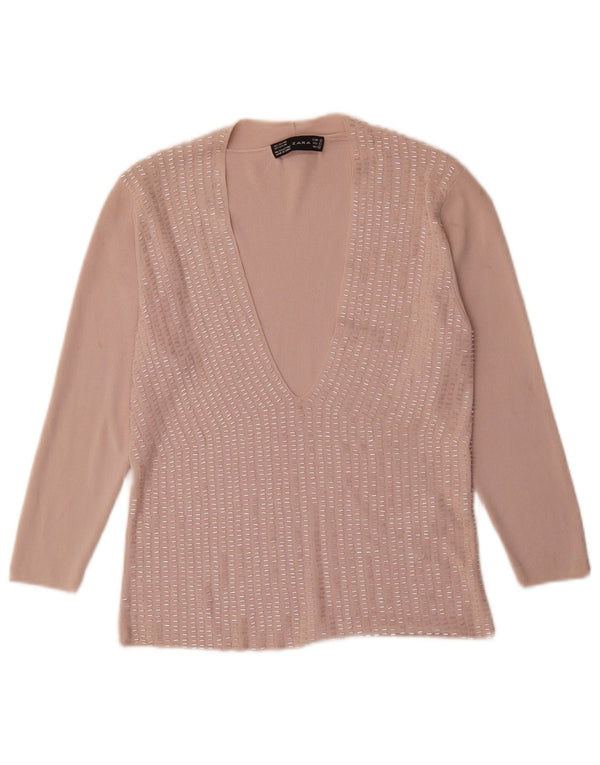 Camicetta da donna Zara Top UK 14 Large Rayon rosa
