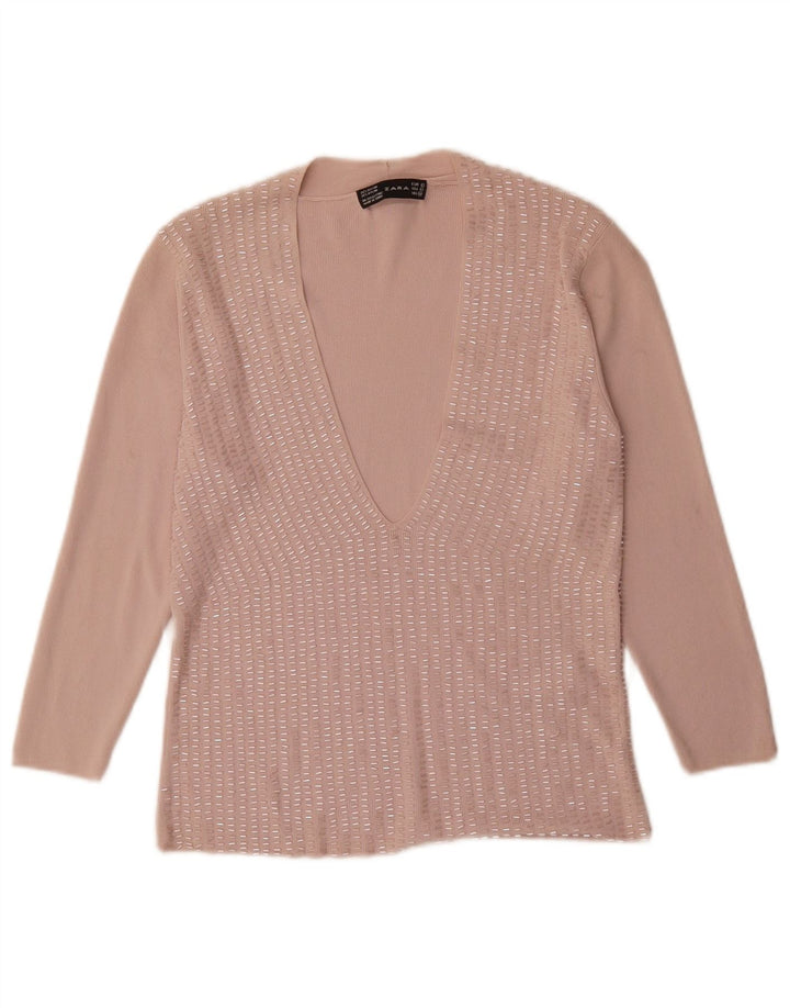 Camicetta da donna Zara Top UK 14 Large Rayon rosa