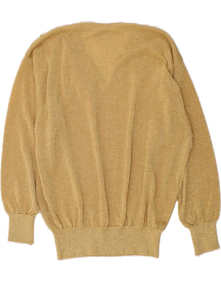 VINTAGE Womens V-Neck Jumper Sweater EU 46 XL Gold Vintage Vintage and Second-Hand Vintage from Messina Hembry 