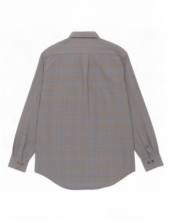 Camicia in flanella da uomo Brooks Brothers in cotone scozzese blu medio